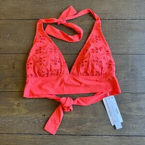 Bleu Rod Beattie Crochet Triangle Bikini Top NWT Coral Size 4 Boho Beachy Retro